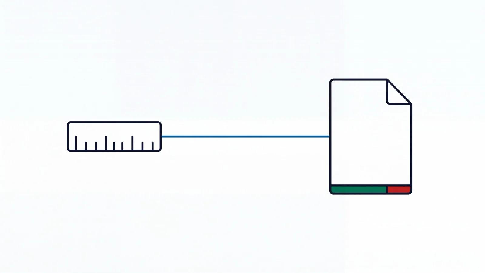 Diagram of a measurement-scale icon linked to a document with a green-to-red validity bar, representing the standardization/metrology solution.